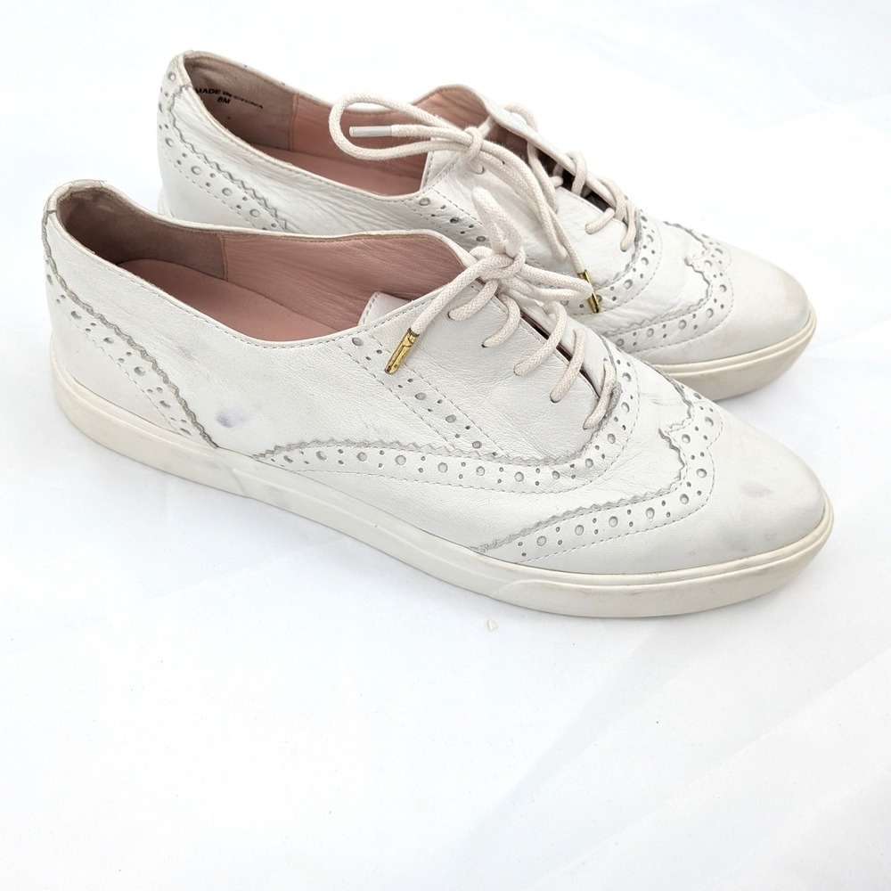 Kate Spade White Leather Brogue Sneakers‎ Oxford Lace Up Shoes Women's 9